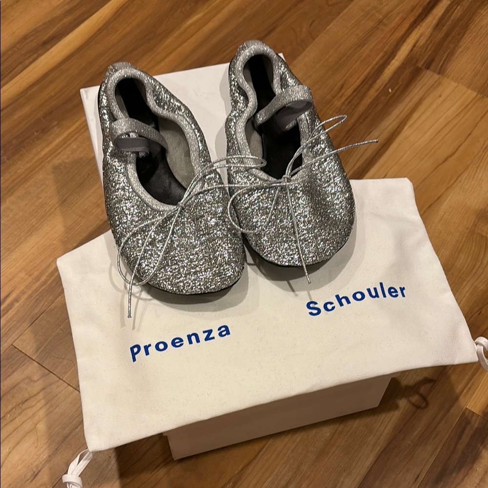 Proenza Schouler Silver Ballet Flats 39